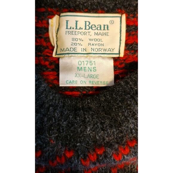 Men's VTG LL Bean Wool Blend Sweater Birdseye Crewneck Norwegian Fisherman - XXL - Picture 4 of 5